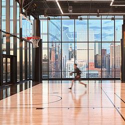 A person playing basketball.